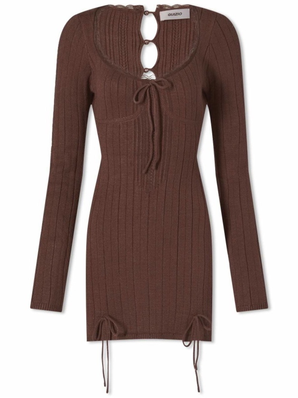 Danielle Guizio Chocolate Brown Ribbed Mini Dress